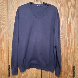 J.Crew Cashmere Blend Sweater Long Sleeve Pullover Mens Navy Blue V-Neck Size L